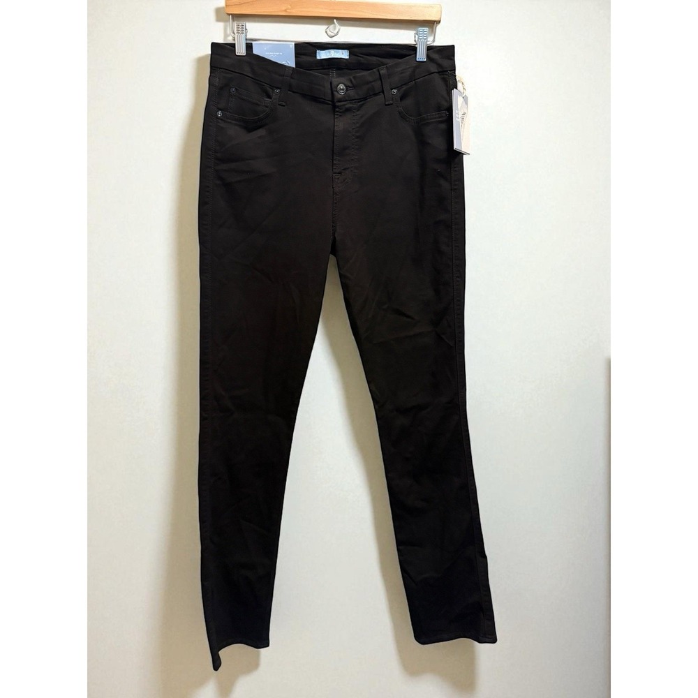 7 For All Mankind Kimmie B(AIR) Straight Leg Jeans Size 32 Black Stretch NWT